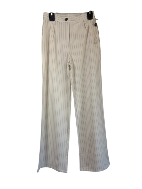 Lumiere Pants - LUMIERE High Waisted Pinstripe Wide Leg Trousers Cream Pleated Dark Academia Sm